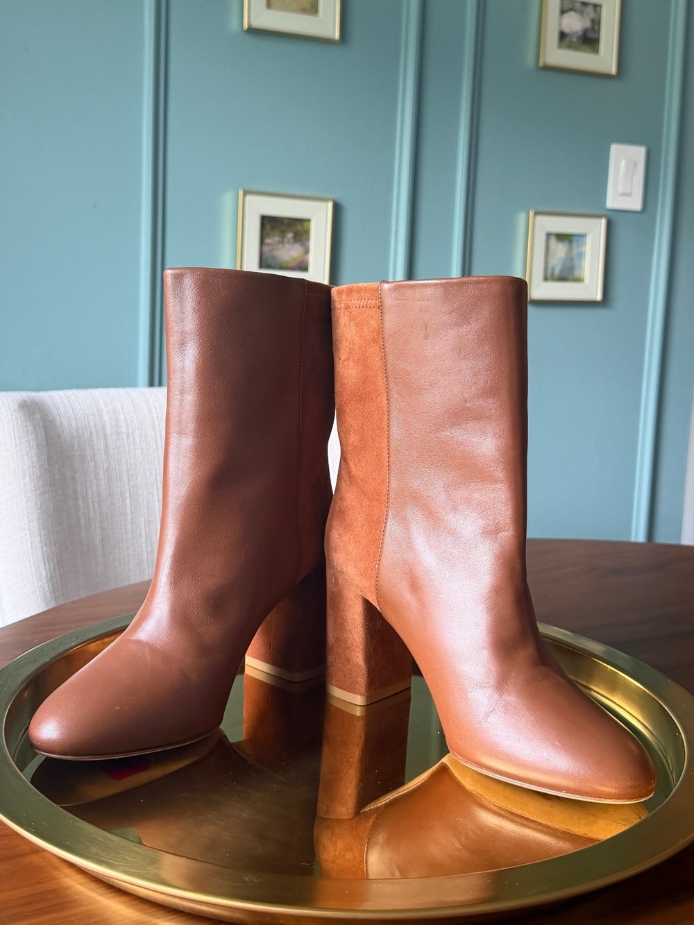 NWOB Stuart Weitzman 5050 Strut Block-Heel Mid-Calf Booties